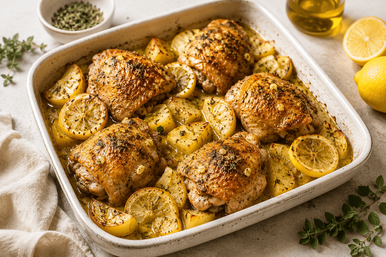 Ladolemono-kip uit de oven